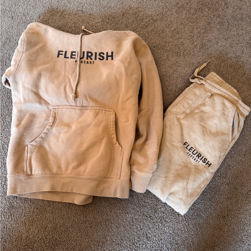 Fleurish podcast Tan Sweatshirt and Joggers Set